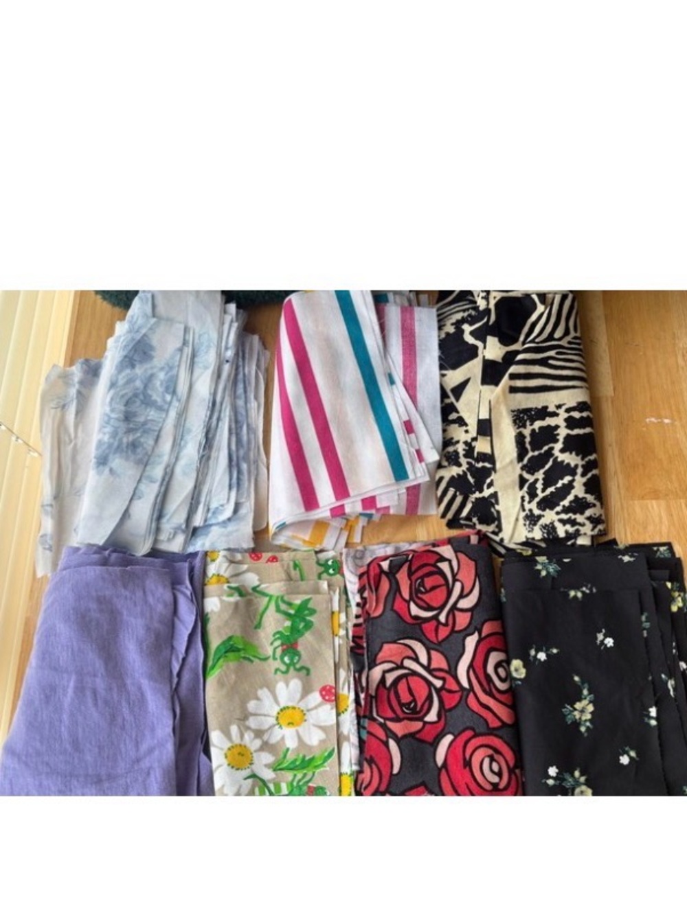 Assorted Printed Fabric Squares - Floral, Stripe, Animal & Solid